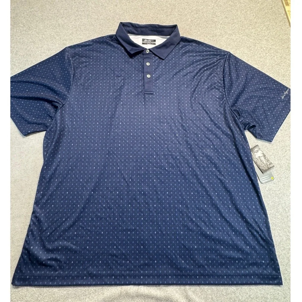 NWT Ben Hogan Performance Polo Shirt Men's 2XL Blue Golf PowerWick UPF 50 Active
